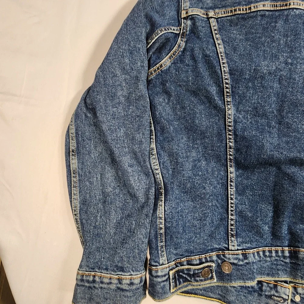 Levis Mens Denim Trucker Jacket Medium Wash Blue Cotton Jean Coat Size M - Picture 9 of 13